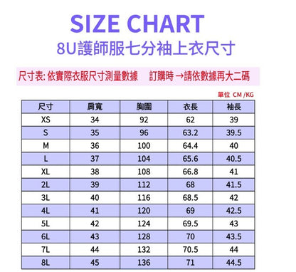 [預購] 喜樂絲抗菌抗靜電女護師服  娃娃領七分袖 ✦白/粉✦ 8U708