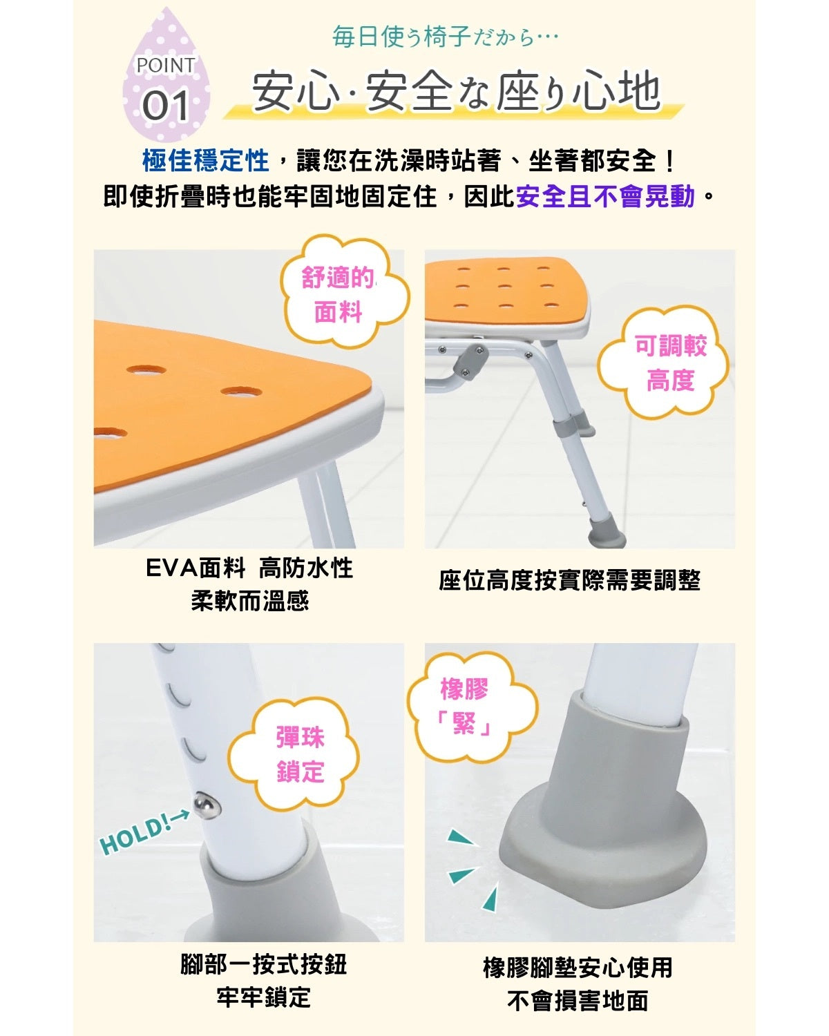 [現貨] 日本樂樂健RK-050050R 折疊靠背沐浴椅