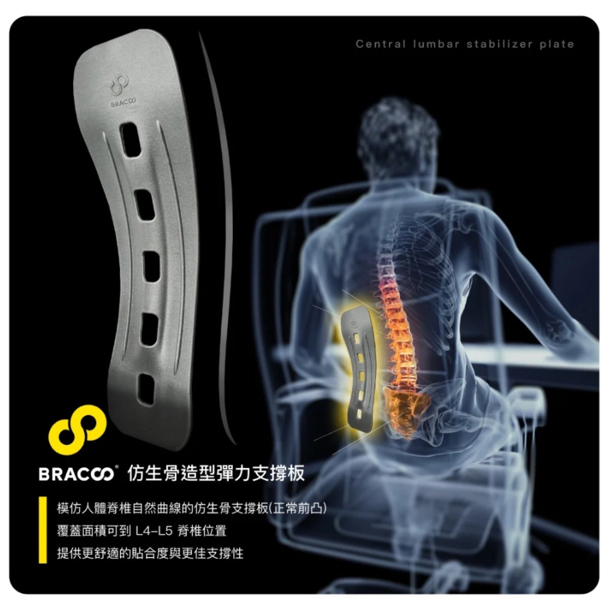 [現貨] Bracoo奔酷 - 美國仿生骨曲線彈力支撐護腰 BP61