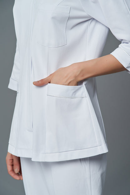 [預購] 喜樂絲抗菌抗靜電女護師服 花瓣領七分袖 ✦白/粉✦ 8U709