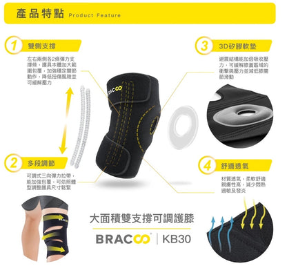 [現貨] Bracoo奔酷 - 美國360專業雙支撐加固透氣護膝 KB30