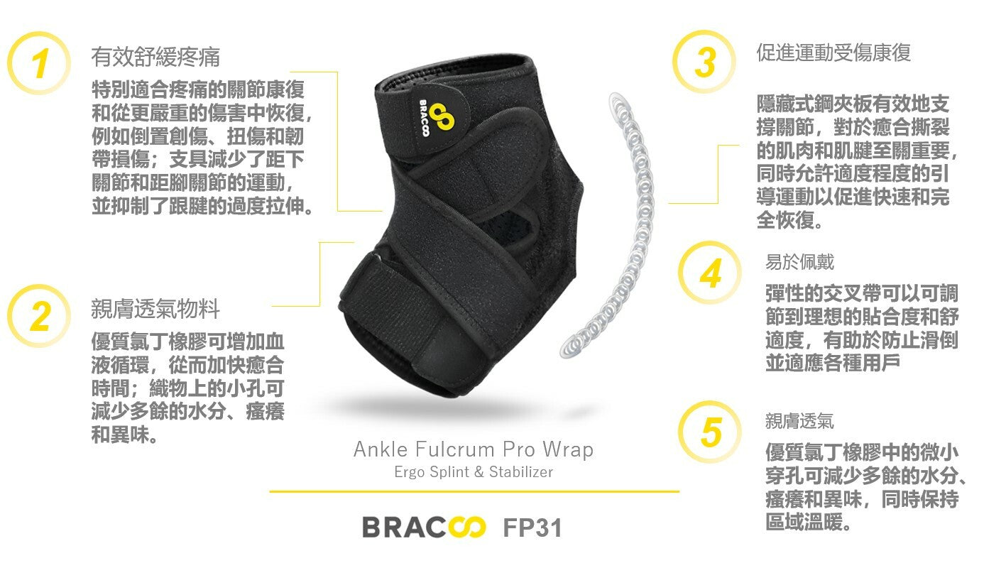 [現貨] Bracoo奔酷 - 美國透氣固定加壓扭傷防護運動護腳踝 FP31