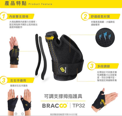 [現貨] Bracoo奔酷 - 美國可調支撐透氣拇指托 TP32