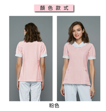 [預購] 喜樂絲抗菌抗靜電女護師服 花瓣白領短袖✦粉色上衣+白領✦ 8U305