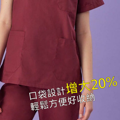 [預購] 喜樂絲舒爽親膚女刷手服 V領短袖✦棗紅/藏青/天藍/粉/灰✦ 8P325