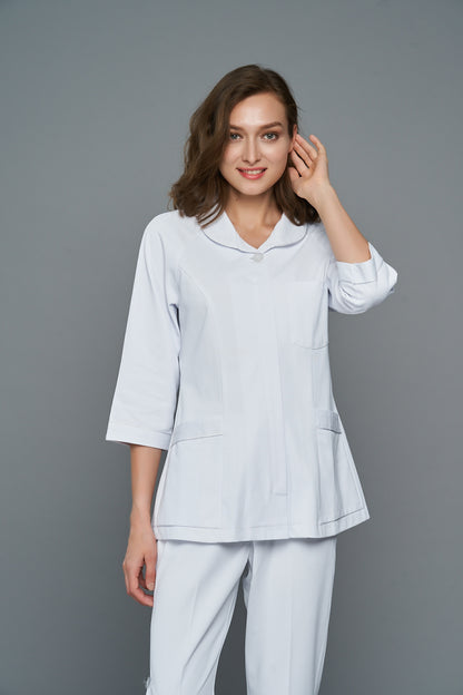 [預購] 喜樂絲抗菌抗靜電女護師服 圓領七分袖 ✦白/粉✦ 8U710
